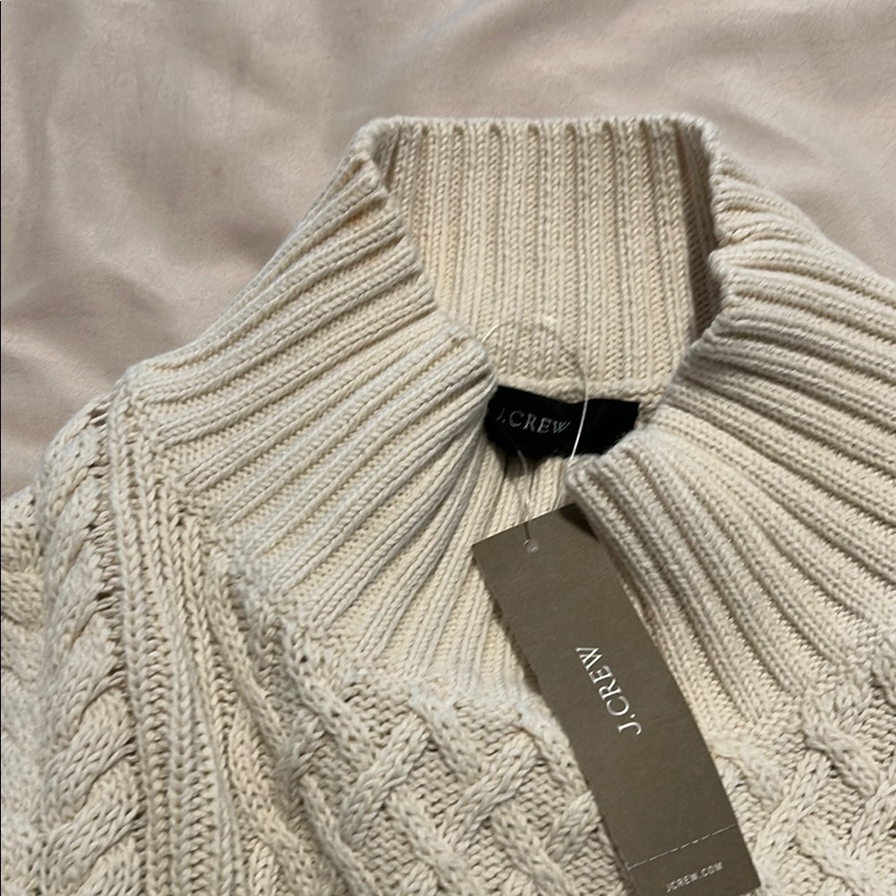 J. Crew Cream Turtleneck Sweater with Cable Knit